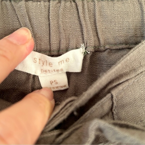 Style Me Olive Green Lenin Blend Cargo Pants Women Size Petite Small - Picture 5 of 8